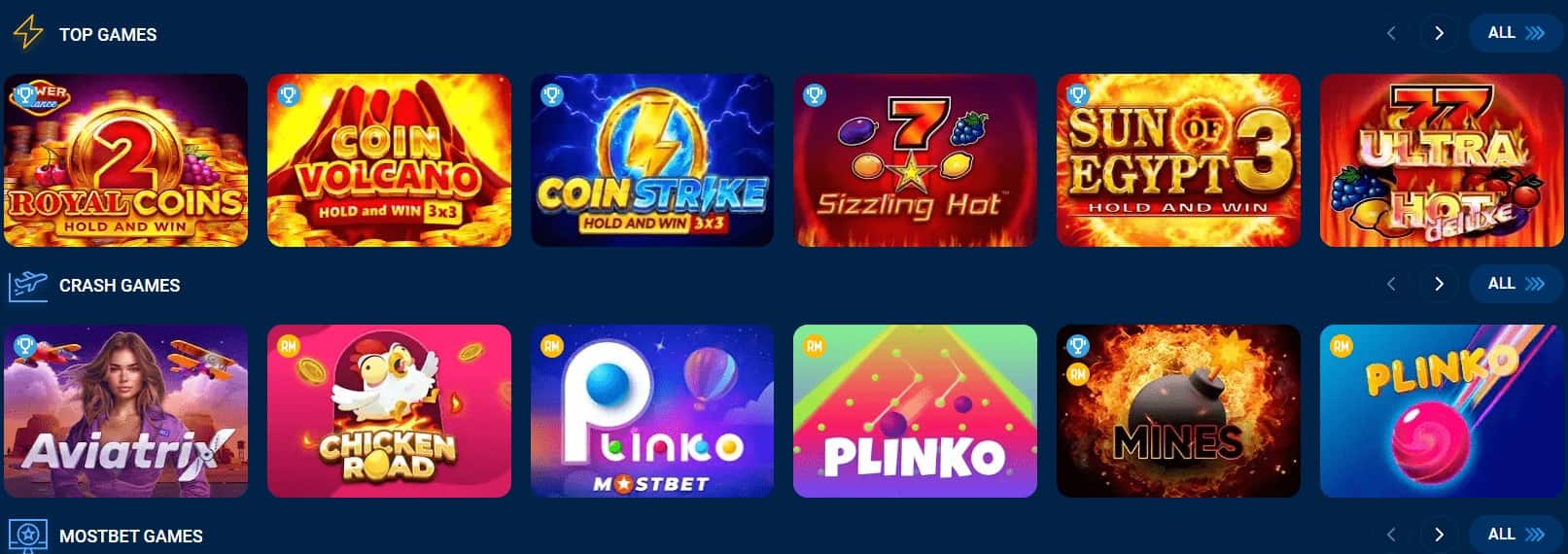 mostbet online games